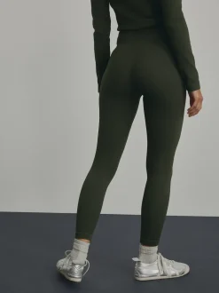 Forest Green Ribbed Seamless High Waist Leggings