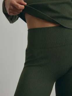 Forest Green Ribbed Seamless High Waist Leggings