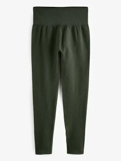 Forest Green Ribbed Seamless High Waist Leggings
