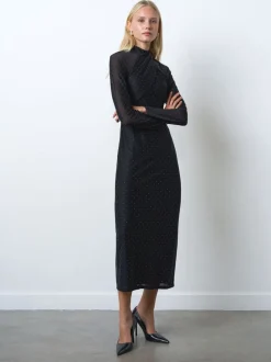 French Connection Black Shoshana Hotfix WrapOver Dress