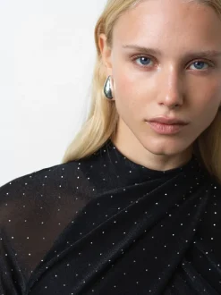 French Connection Black Shoshana Hotfix WrapOver Dress