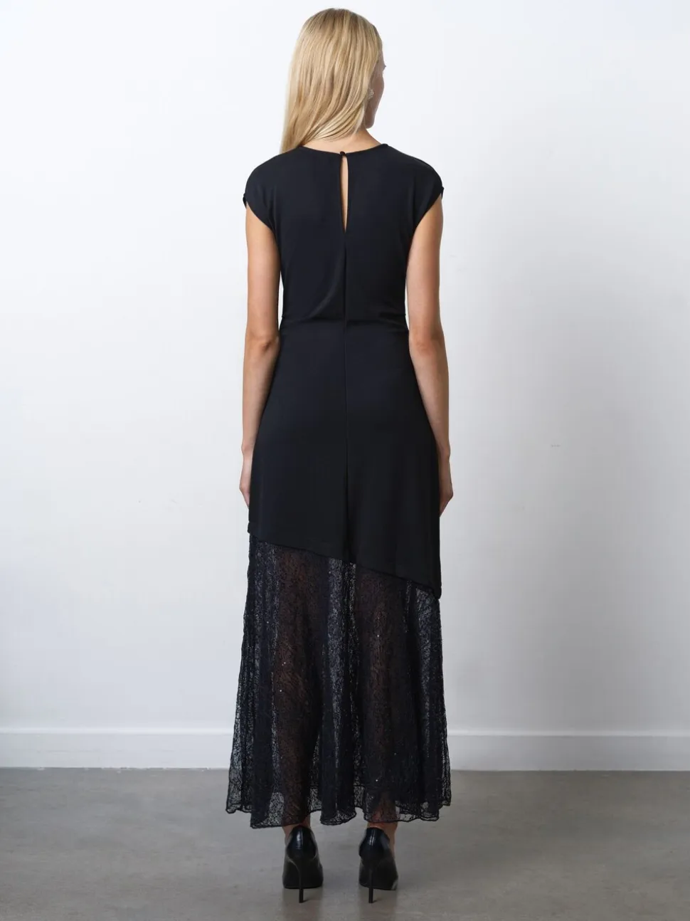 French Connection Black Valetta Lace Mix Dress