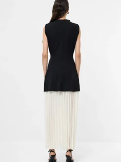 French Connection Black Zion Pleated Skirt Dress