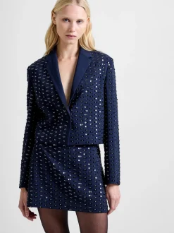 French Connection Blue Sherry Embellished Blazer