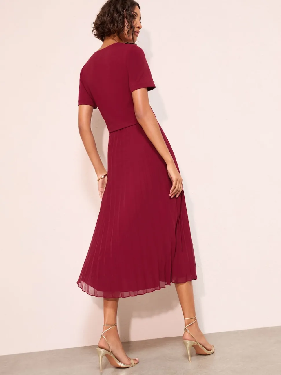 Friends Like These Berry Red Button Down 2-In-1 Pleated Dress