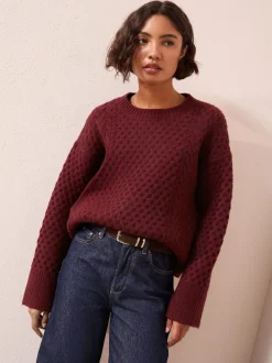 Friends Like These Berry Red Honeycomb Detail Jumper