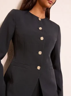 Friends Like These Black Collarless Button Front Blazer