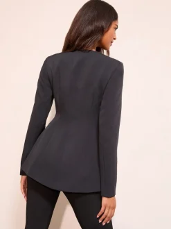 Friends Like These Black Collarless Button Front Blazer