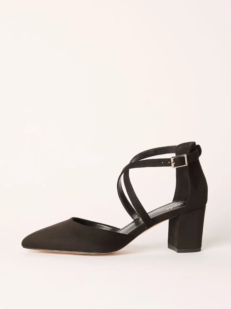 Friends Like These Black Standard Fit Block Heel Cross Strap Court Shoes