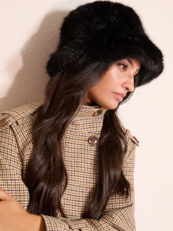 Friends Like These Black Faux Fur Bucket Hat