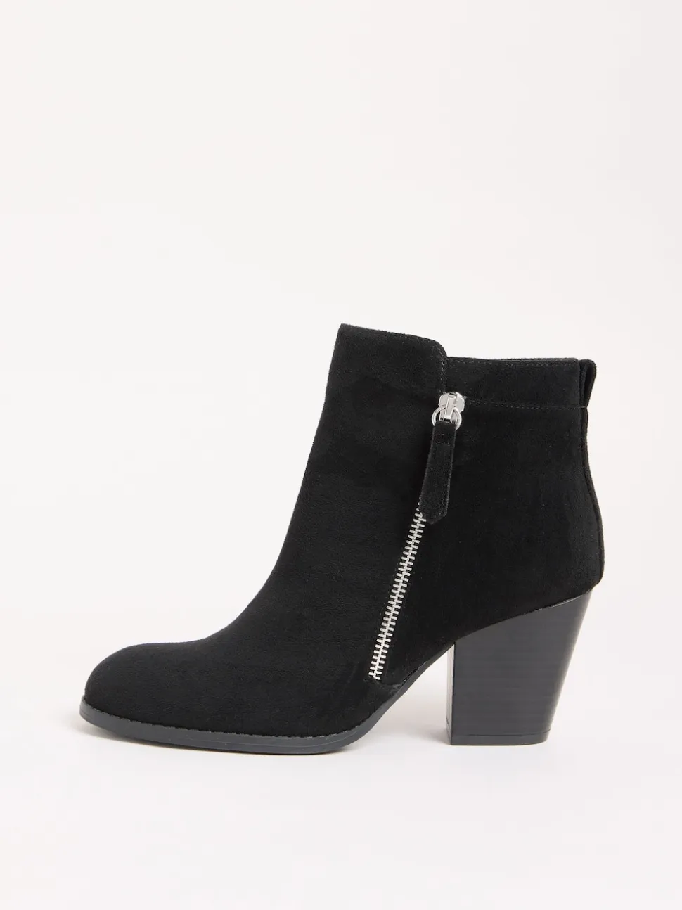 Friends Like These Black Standard fit Stacked Heel Faux Suede Cuban Ankle Boots