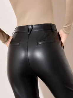 Friends Like These Black Faux Leather Straigh Leg Trousers