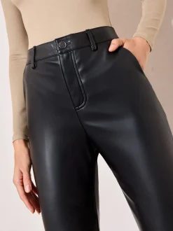Friends Like These Black Faux Leather Straigh Leg Trousers