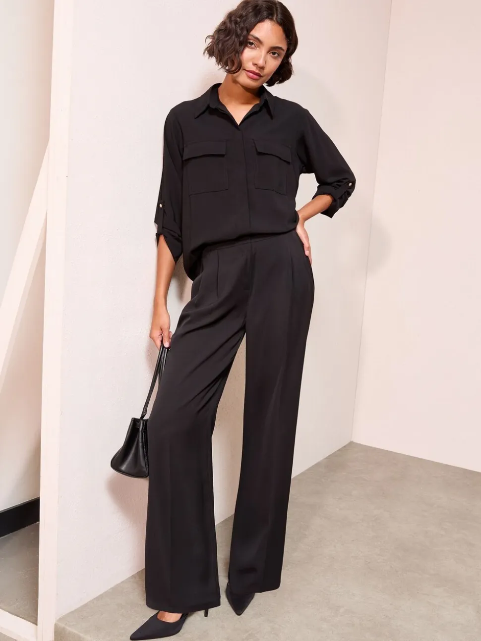 Friends Like These Black Tab Sleeve Utility Pocket Shirt