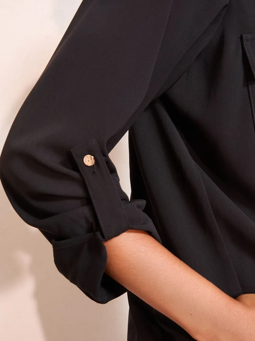 Friends Like These Black Tab Sleeve Utility Pocket Shirt