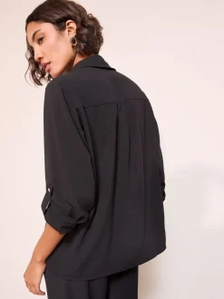 Friends Like These Black Tab Sleeve Utility Pocket Shirt