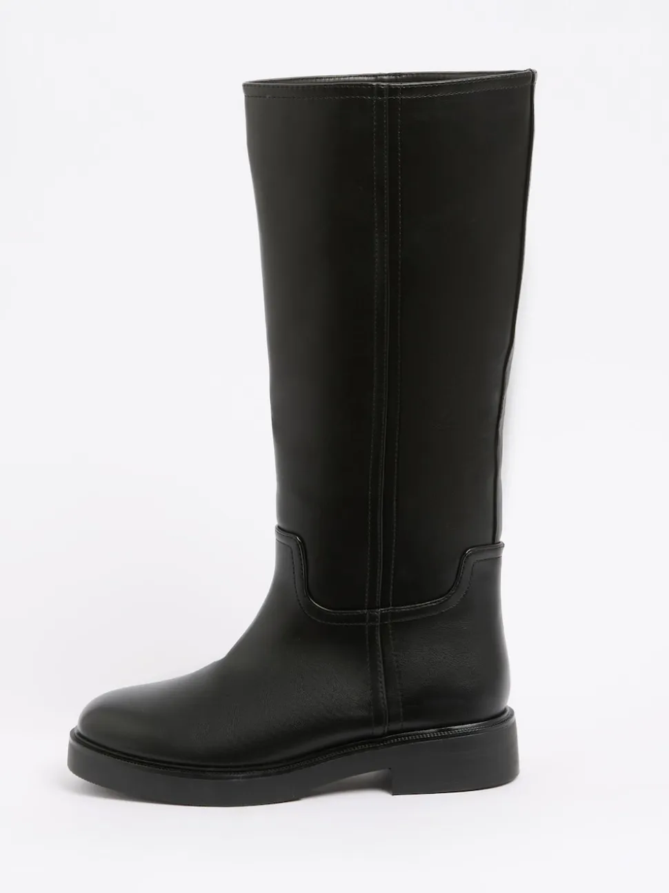 Friends Like These Black Standard fit Faux Leather Casual Flat Pull On Knee High Long Riding Boots