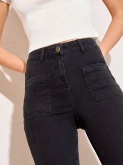 Friends Like These Black High Waist Pocket Flare Jeans