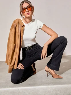 Friends Like These Black High Waist Pocket Flare Jeans