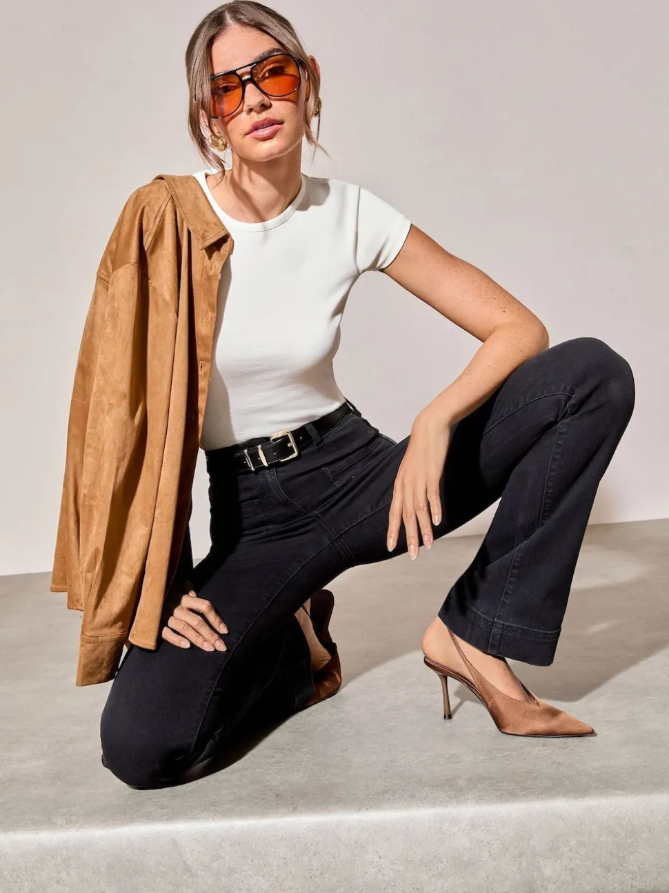 Friends Like These Black High Waist Pocket Flare Jeans