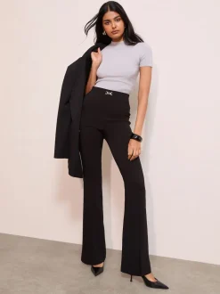 Friends Like These Black Trim Sculpting Stretch Flared Trousers
