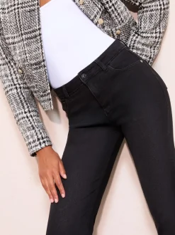 Friends Like These Black Denim Petite Ankle Straight Leg Jeans
