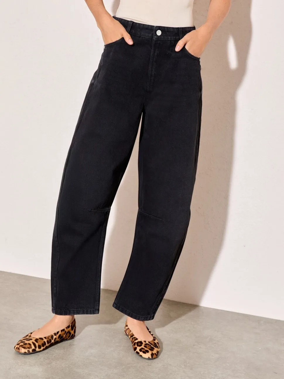 Friends Like These Black Denim Barrel Jeans