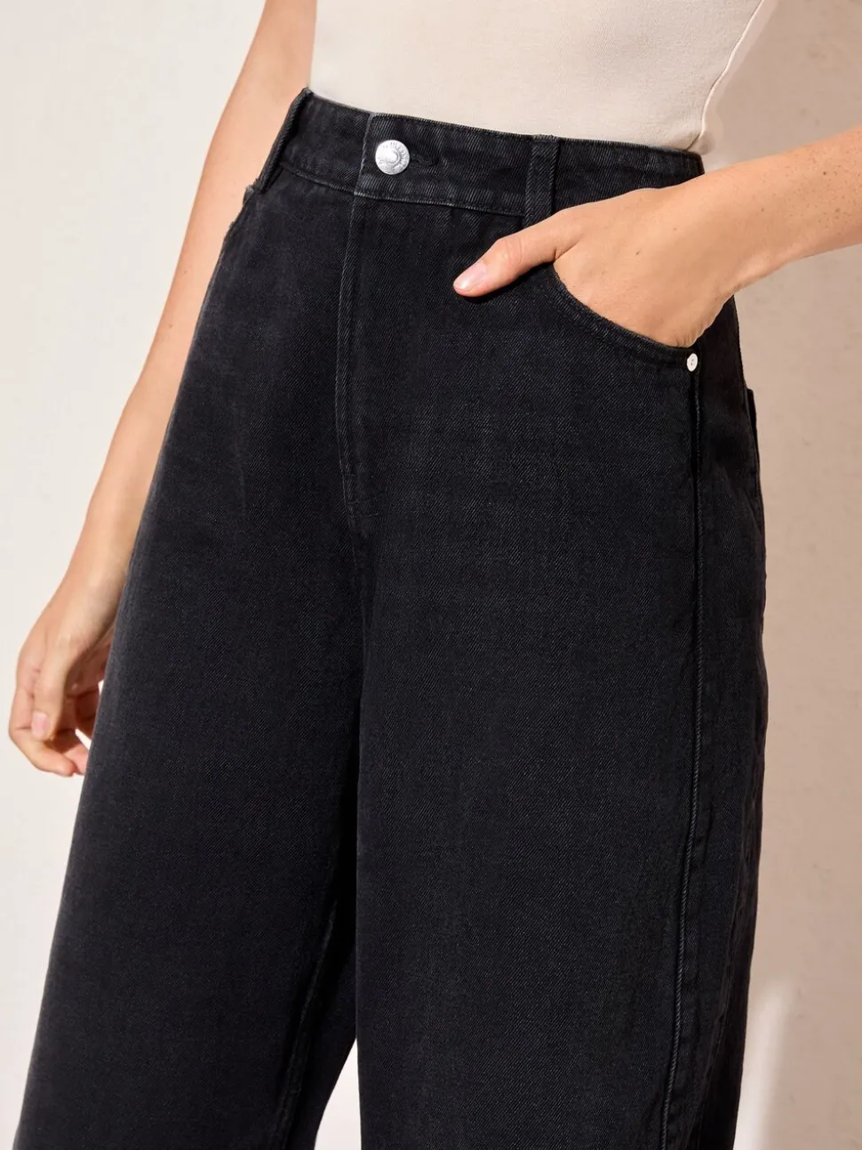 Friends Like These Black Denim Barrel Jeans