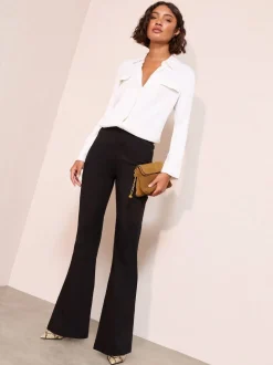 Friends Like These Black Petite Sculpting Stretch Flared Trousers