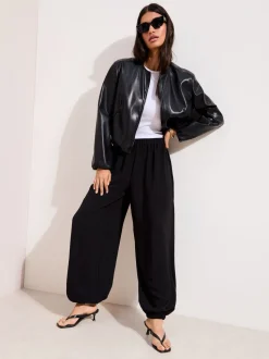 Friends Like These Black Balloon Trousers With Elasticated Waist