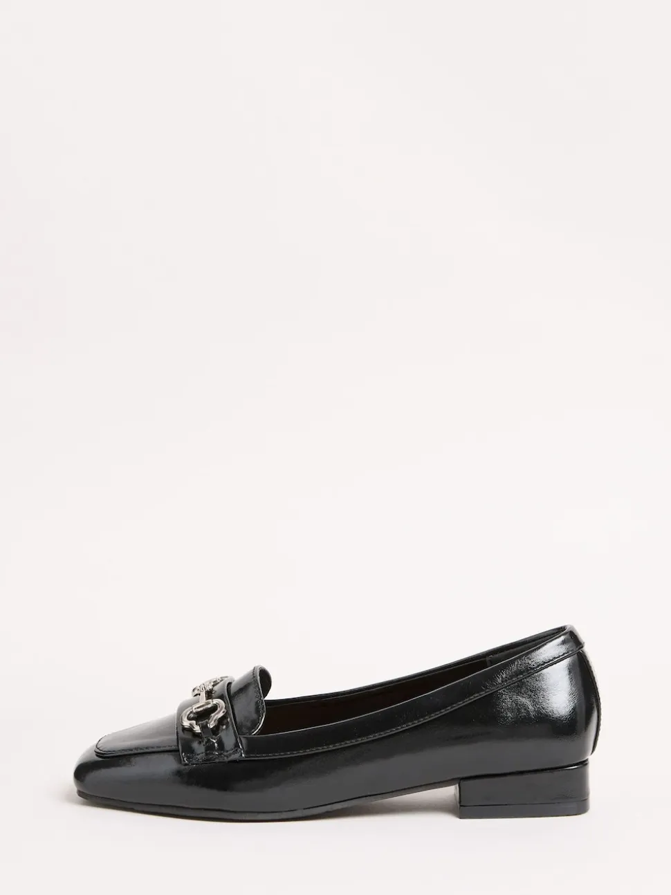 Friends Like These Black Snaffle Square Toe Low Block Heel Comfort Faux Leather Loafer Shoes