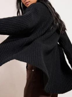 Friends Like These Black Chunky Longline Cardigan