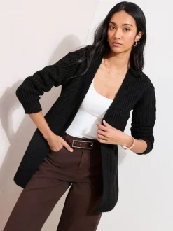Friends Like These Black Chunky Longline Cardigan