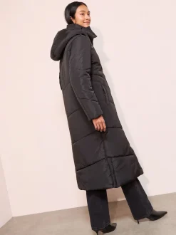 Friends Like These Black Petite Long Line Hooded Padded Coat