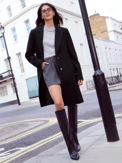 Friends Like These Black Tailored Mid Length Single Button Coat