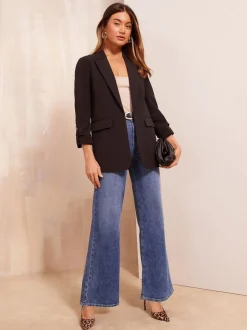 Friends Like These Black Edge to Edge Tailored Sleeve Detail Blazer
