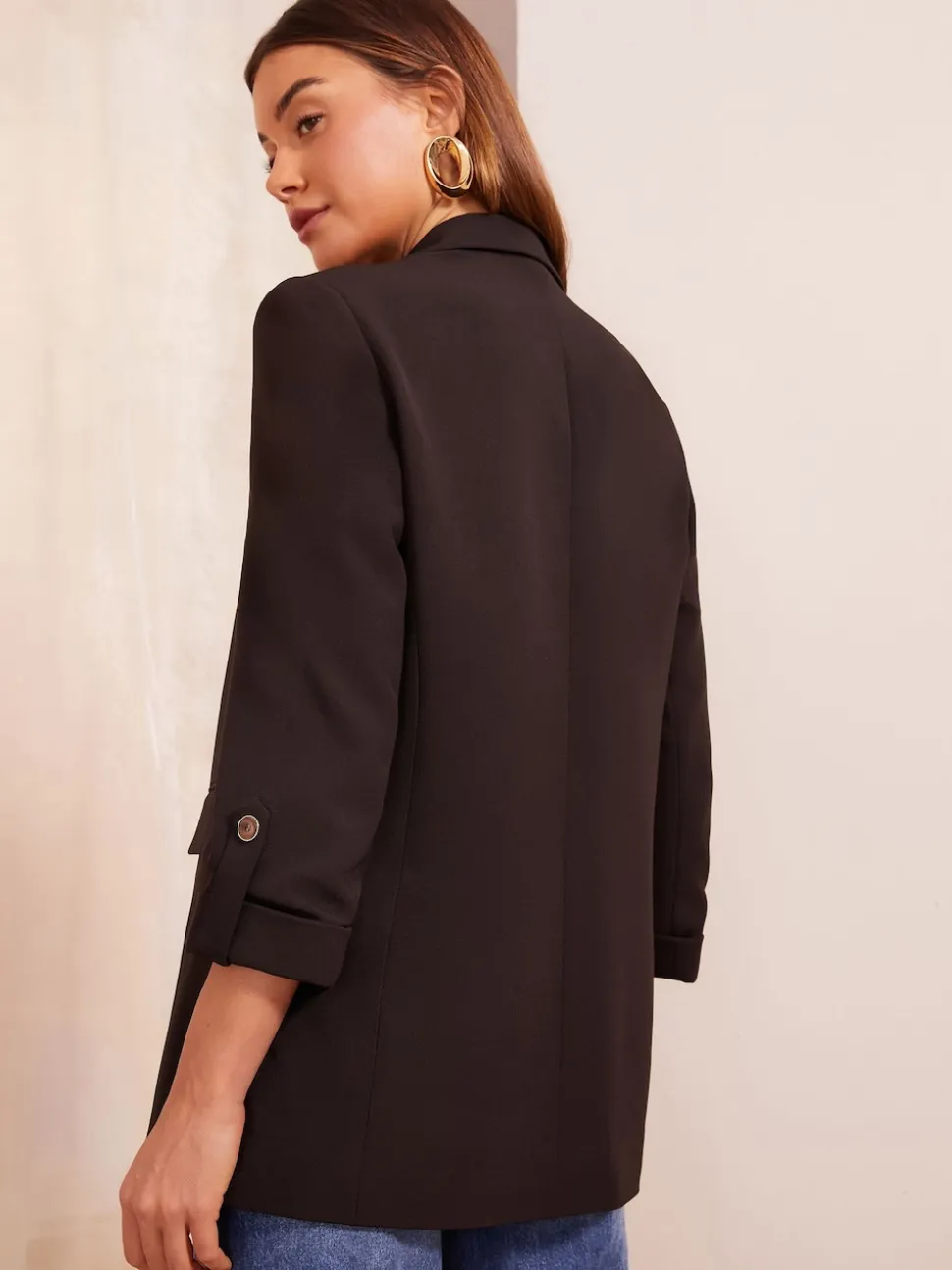 Friends Like These Black Edge to Edge Tailored Sleeve Detail Blazer