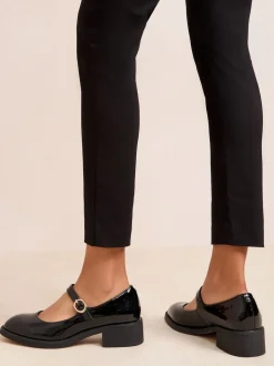 Friends Like These Black Low Block Heel Buckle Patent Faux Leather Maryjane Shoes