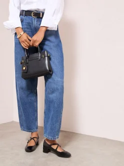 Friends Like These Black Wide Fit Faux Leather Cross Strap Low Block Heel Smart Maryjane Court Shoes