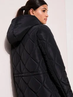 Friends Like These Black Mid Length Padded Coat
