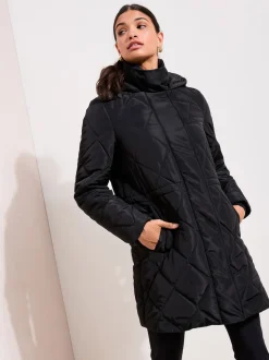 Friends Like These Black Mid Length Padded Coat