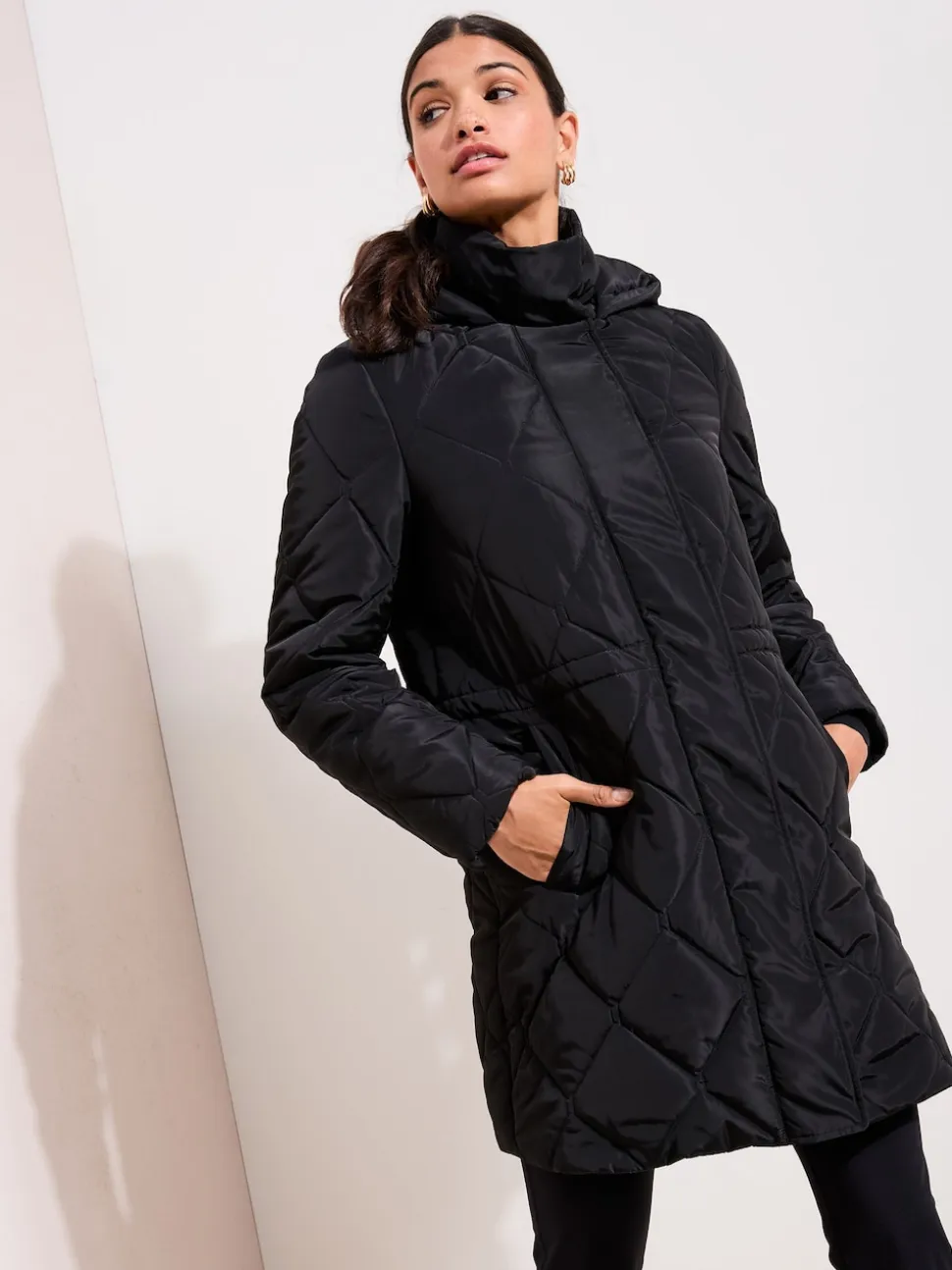 Friends Like These Black Mid Length Padded Coat