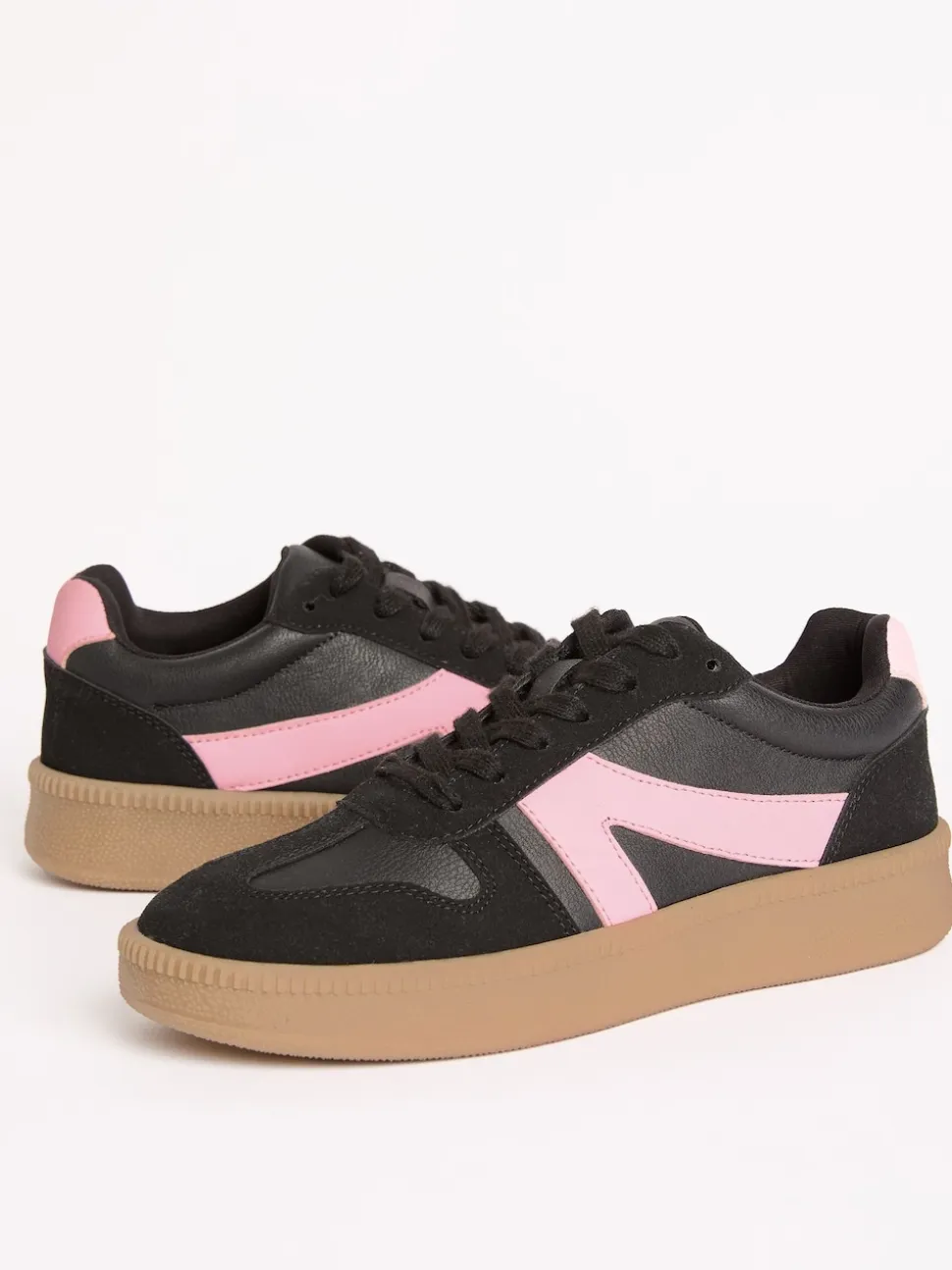 Friends Like These Black Standard Fit Lace Up Retro Gumsole Sports Trainers