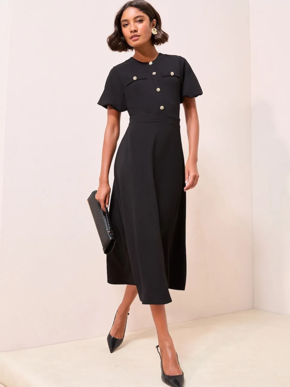 Friends Like These Black Military Midi Dress