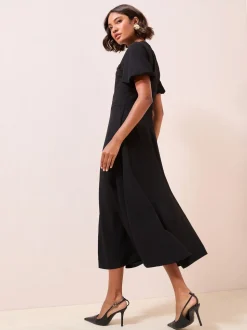 Friends Like These Black Military Midi Dress