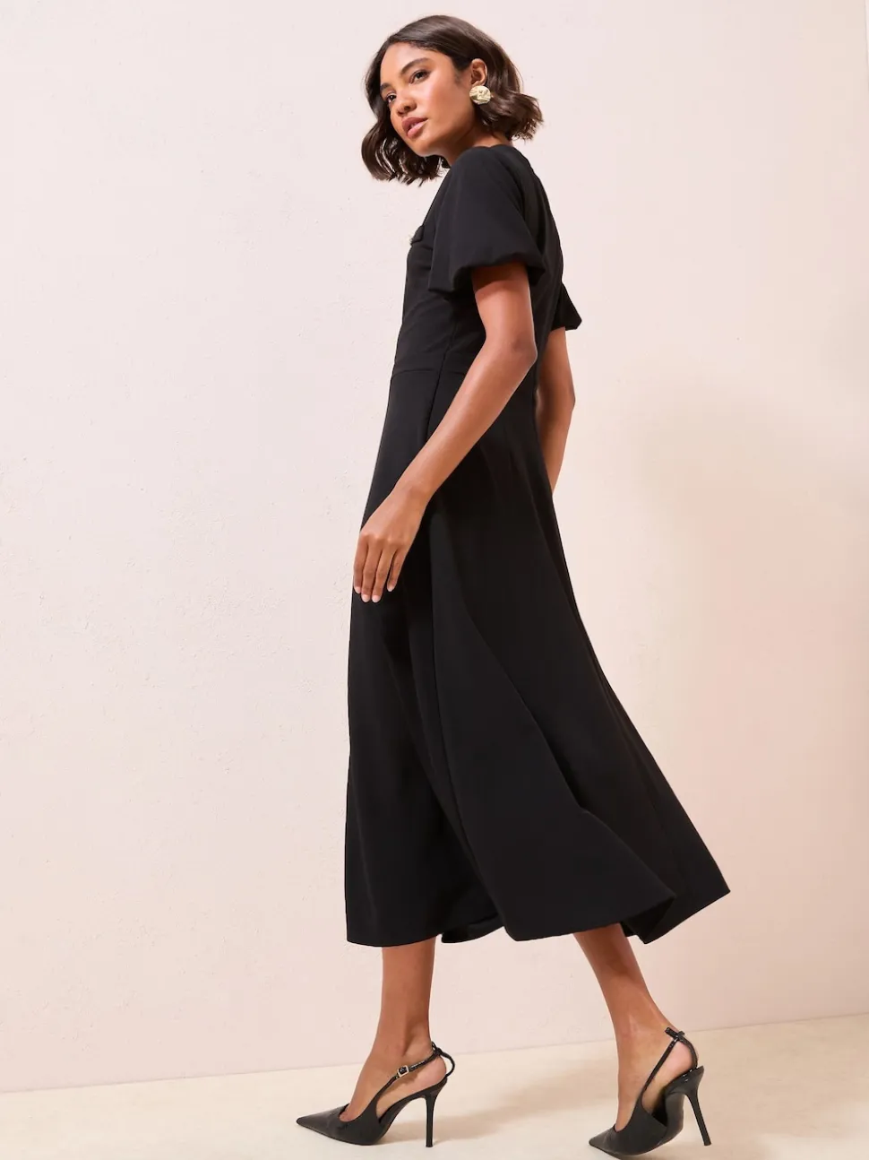 Friends Like These Black Military Midi Dress