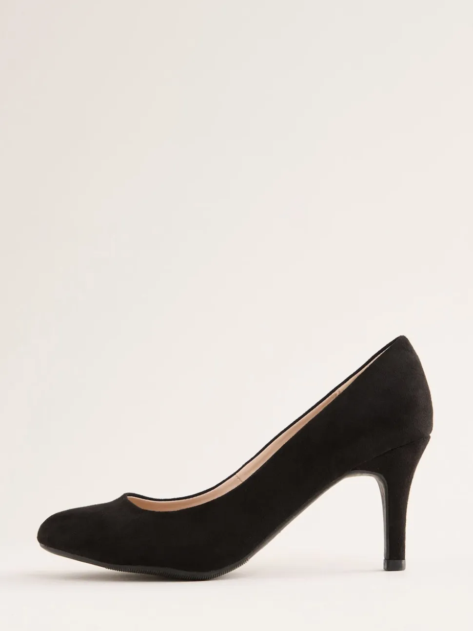 Friends Like These Black Standard Fit Low Stiletto Heel Round Toe Faux Suede Court Shoes