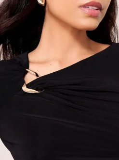 Friends Like These Black Long Sleeve Buckle Hardware Top