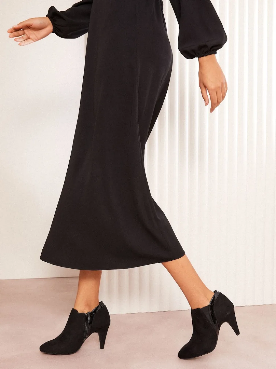 Friends Like These Black Standard fit Mid Heel Mix Material Ankle Boots