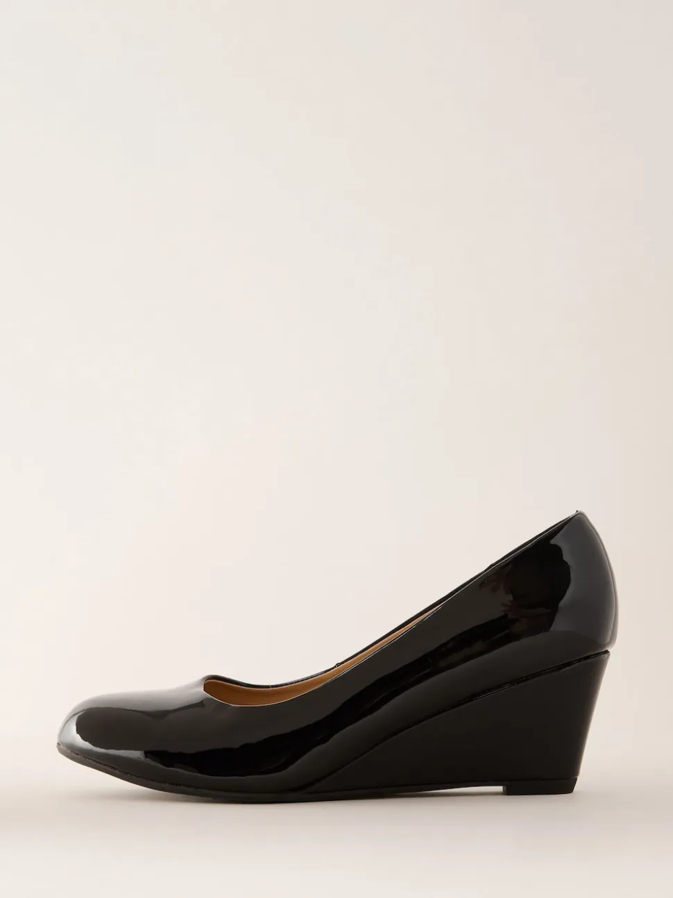 Friends Like These Black Wide Fit Mid Wedge Round Toe Court Shoes
